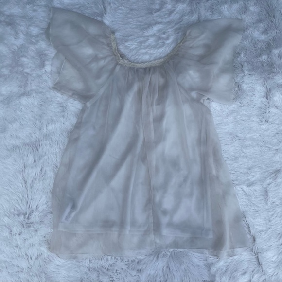 FOREVER 21 Flutter Sleeve Sheer Blouse Small - Picture 6 of 13